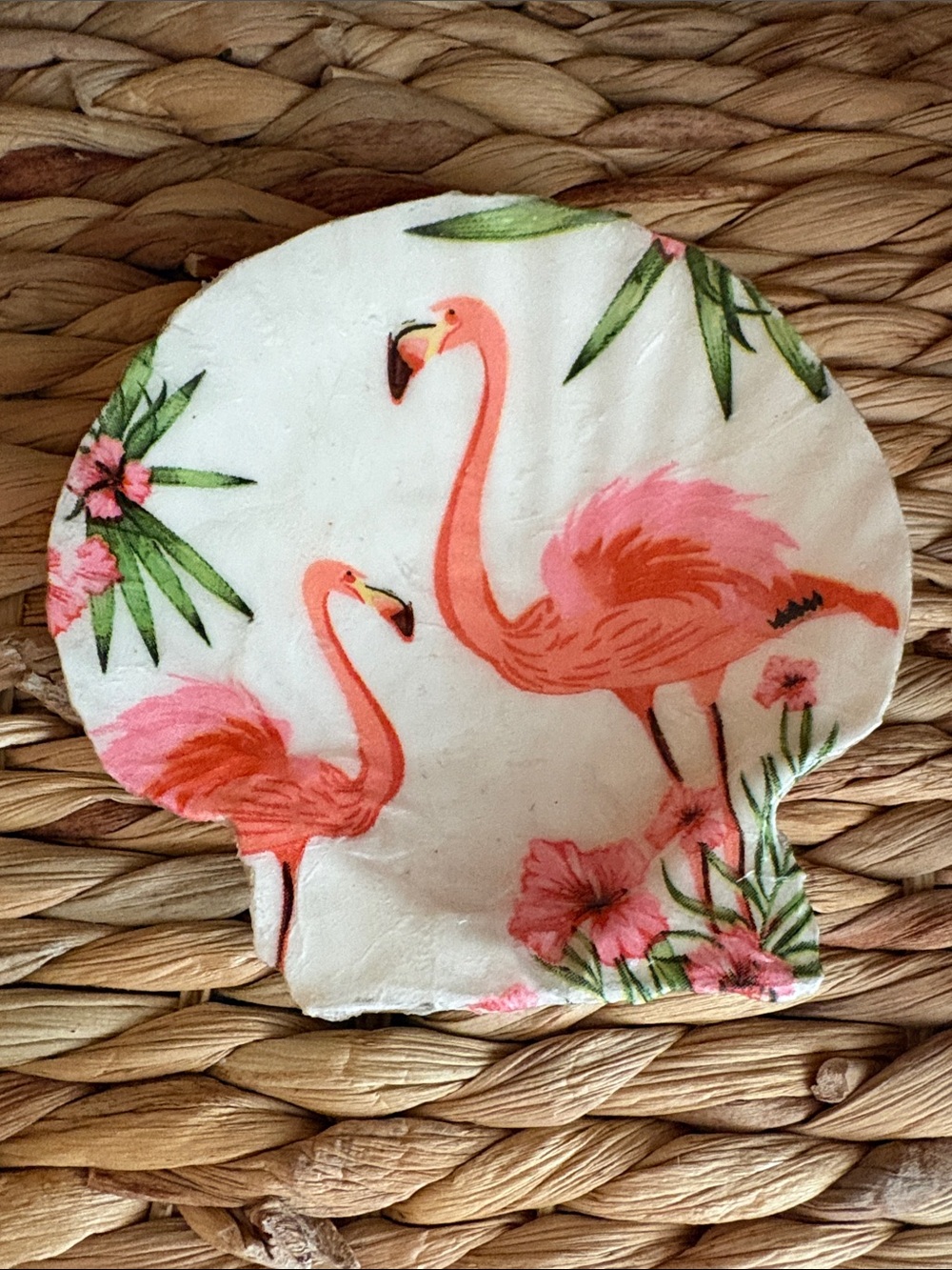Flamingo Shell Trinket Dish - Pink Tropical Design